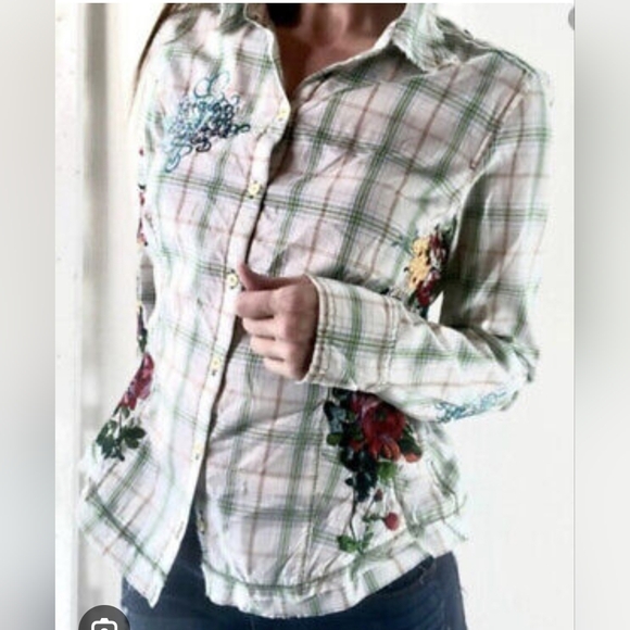 SOLD Johnny Was 3J Workshop "Fairies" Shirt Euc M Medium - Picture 2 of 10